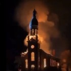 A church destroyed by fire in Gaspésie